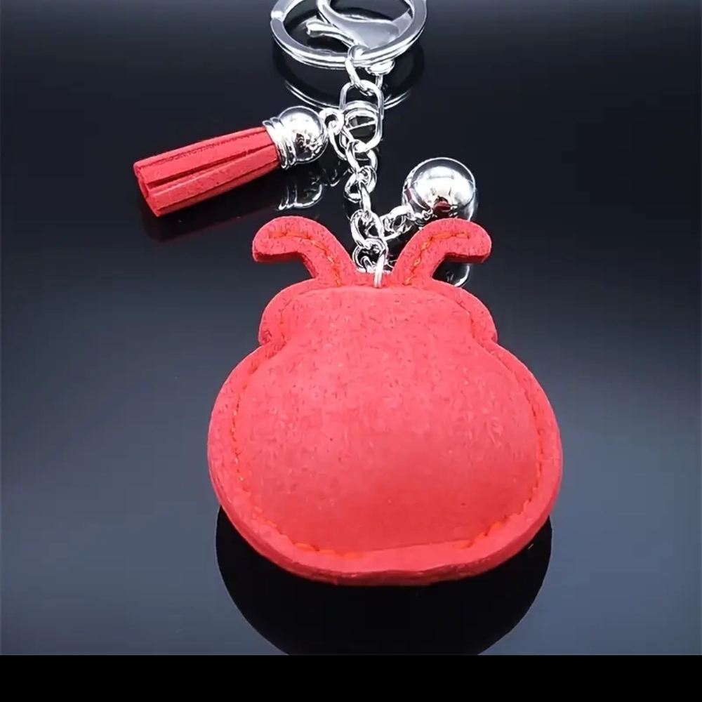 Ladybug Rhinestone Purse Charm Silver with Tassel - Picture 3 of 5